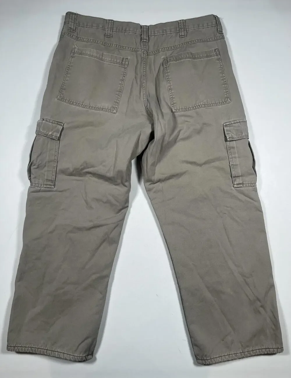 Wrangler Pants Mens 38x30 Beige Cargo Fleece Lined Winter Workwear Outdoor